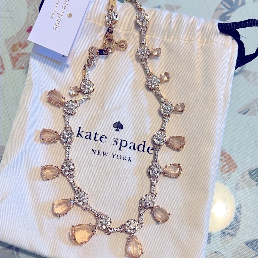 Kate Spade Gold and Pink Teardrop Necklace